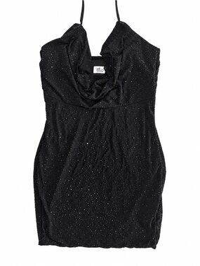 Oh Polly Black Sparkle Cowl Neck Mini Dress